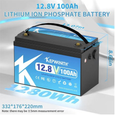 Акумулятор Kepworth LiFePO4 12V 100AH для будинку, котла, сонячних батарей (літій-залізо-фосфатний акумулятор)