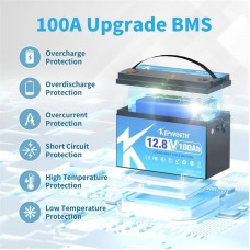 Акумулятор Kepworth LiFePO4 12V 100AH для будинку, котла, сонячних батарей (літій-залізо-фосфатний акумулятор)