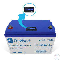 Акумулятор для ДБЖ EcoWatt LiFePO4 Smart BMS 12.8V 100Ah (літій-залізо-фосфатний акумулятор)