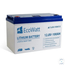 Акумулятор для ДБЖ EcoWatt LiFePO4 Smart BMS 12.8V 100Ah (літій-залізо-фосфатний акумулятор)