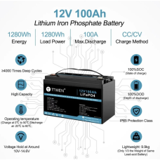 Акумулятор TTWEN 12V 100Аh 1280Wh LiFePO4 + Bluetooth (літій-залізо-фосфатний акумулятор)