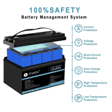 Акумулятор TTWEN 12V 100Аh 1280Wh LiFePO4 + Bluetooth (літій-залізо-фосфатний акумулятор)
