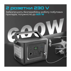 Зарядна станція універсальна Promate PowerMine-600 W, 172800 mAh, 622 Wh, 2 розетки 230 V Black (powermine-600.black)