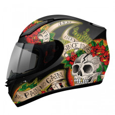 MT Helmets REVENGE Skull & Rose Gloss Black / Red
