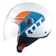MT Helmets Street Metro pearl white / orange / blue