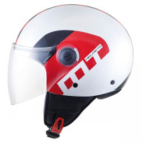 MT Helmets Street Metro pearl white / silver / red